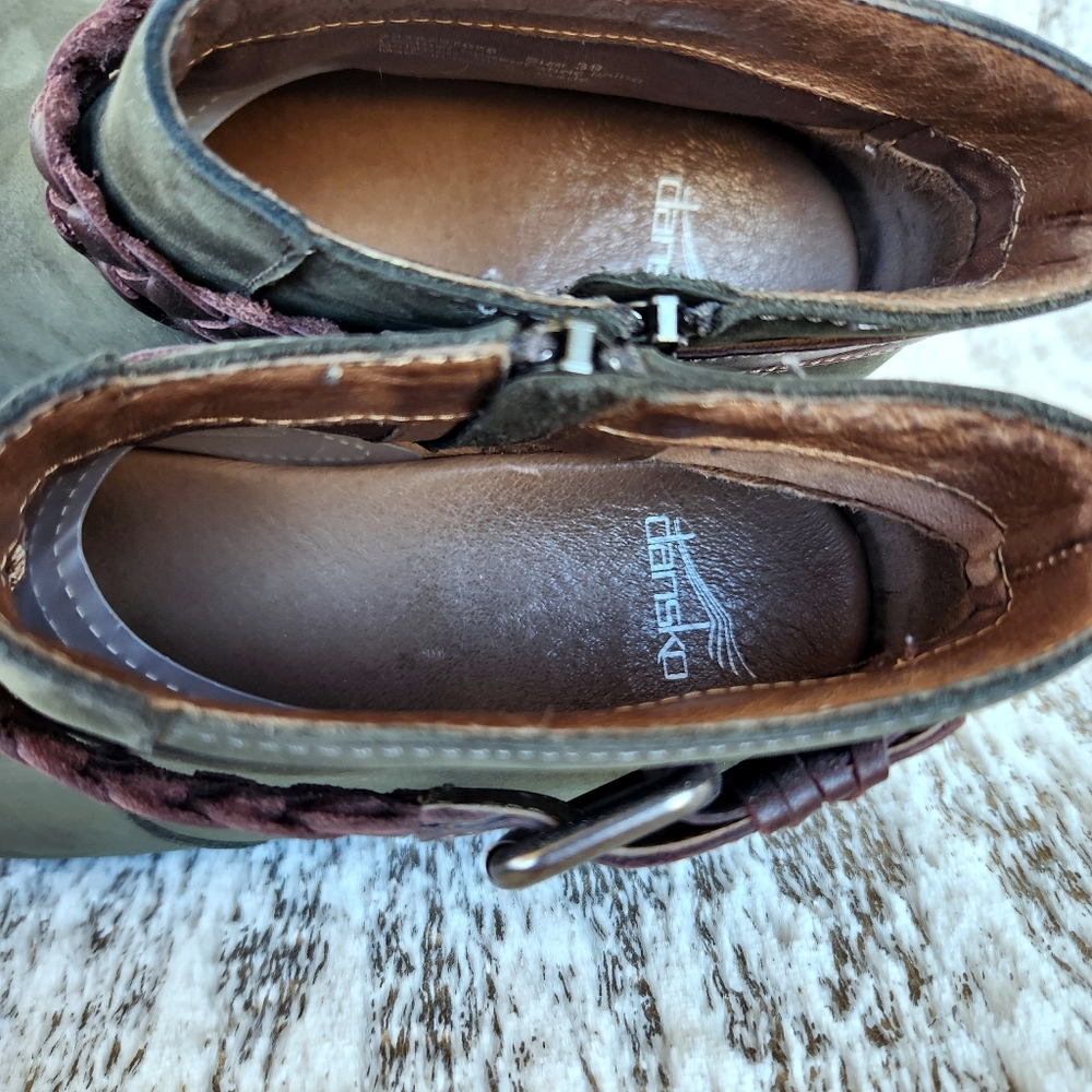 Dansko "Michelle" Milled Nubuck Boot Olive Green | Women's Size 39, 8.5 Or 9 - Picture 9 of 14